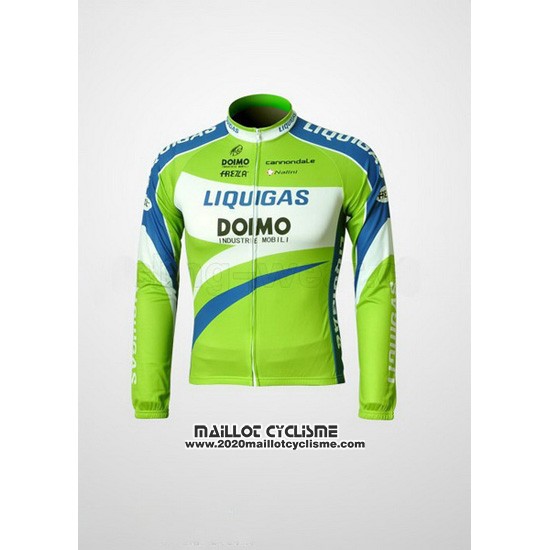 2010 Maillot Ciclismo Liquigas Doimo Bleu et Vert Manches Longues et Cuissard